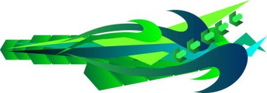 Otomotiv sanatı geometrik çizgili çıkartma. Kamyon, araba ya da araç soyut çizgili arka plan. Yeşil eğimli tasarım