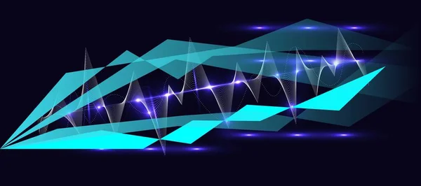 Parlayan Piramit ses dalgasının üzerinde noktalı frekans çizgileri ve neon efekt tarzıyla yarış çıkartması çizgileri. Yanan çizgiler bileşimi duvar kağıdı.