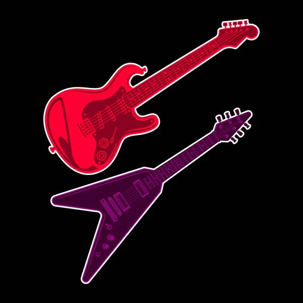 Vector Ilustración Dos Guitarras Eléctricas — Vector de stock