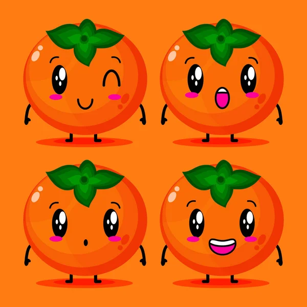 Dessin Animé Mignon Orange Personnage Vecteur — Image vectorielle