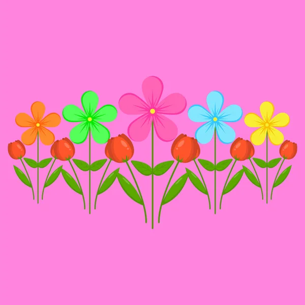 カラフルな花の木のイラストベクトル — ストックベクタ