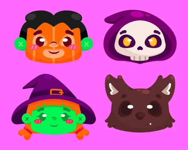 Cute Halloween Head Character Vector — Stock Vector