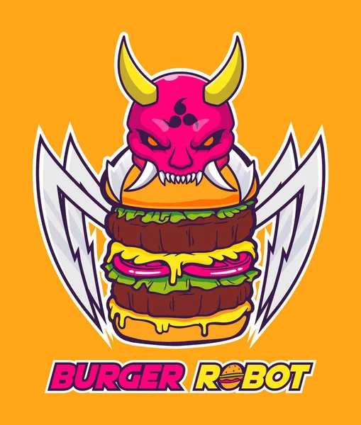 Burger Robot Character Illustration Vector — Vetor de Stock
