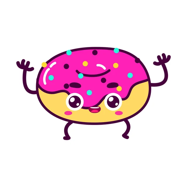 Cute Pink Sweet Donut Character Vector — Stock vektor