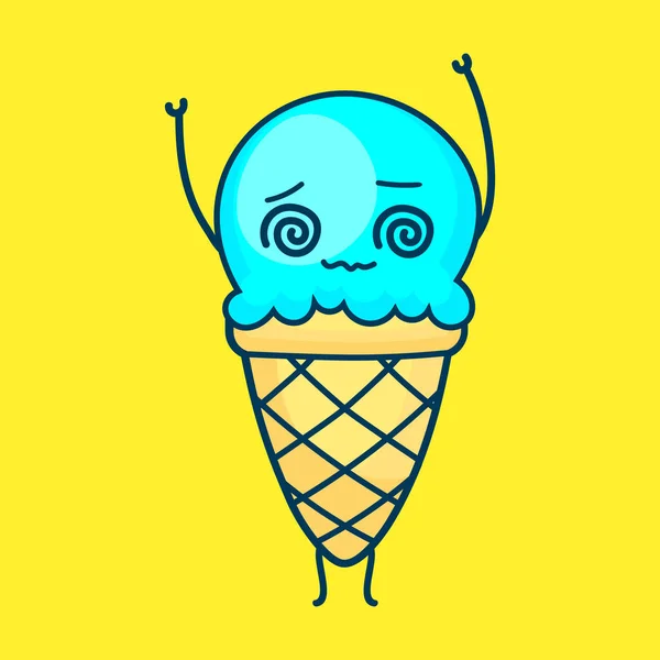 Blue Ice Cream Character Vector — Stock vektor