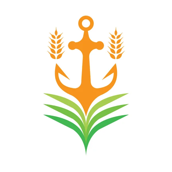Ancoraggio Logo Vettoriale Con Concept Leaf — Vettoriale Stock