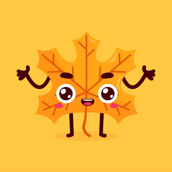 Cute Leaf Character Illustration Vector — Stock Vector