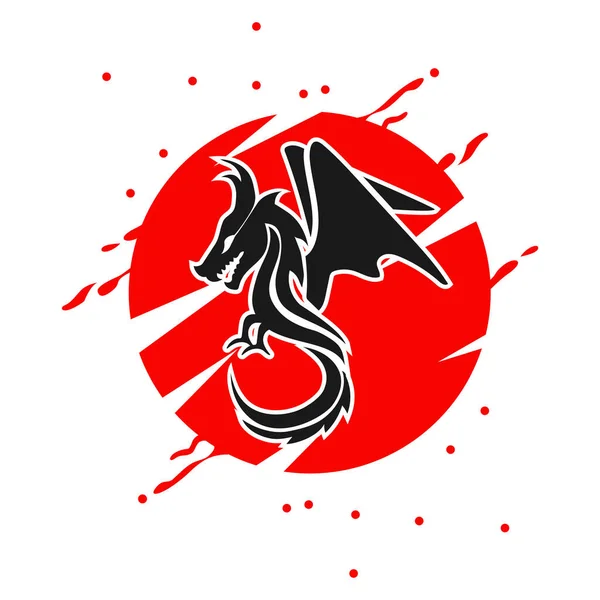 Dragon Symbol Vector Red Circle — Stockvektor