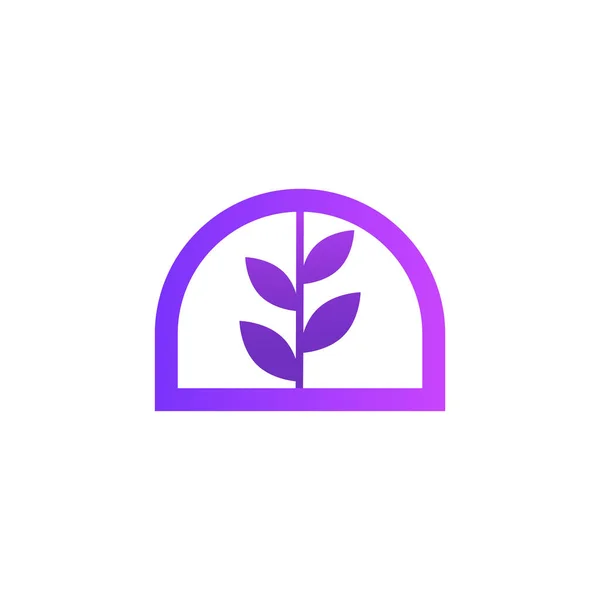 Fenêtre Logo Vectoriel Avec Concept Feuille — Image vectorielle
