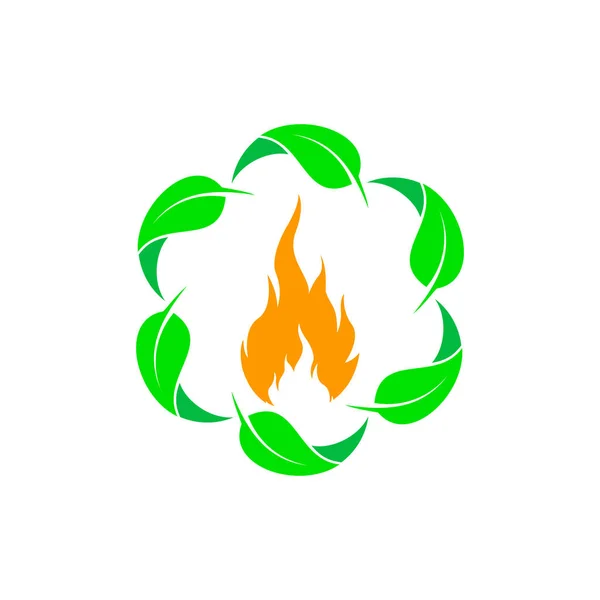 Вогняний Логотип Вектор Листям — стоковий вектор
