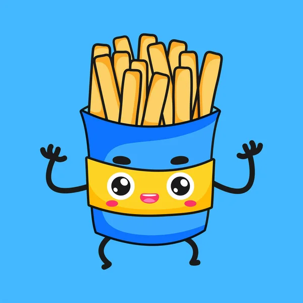 Happy French Fries Character Vector — Vetor de Stock