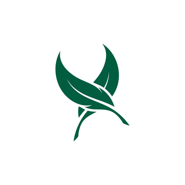 green two leaf logo vector