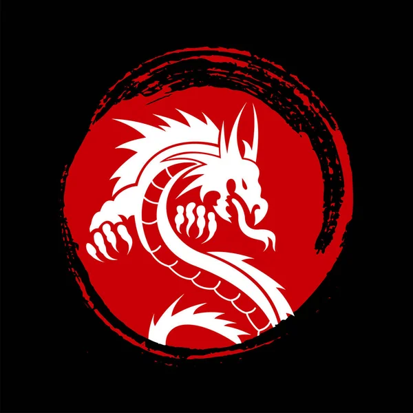 Dragon Symbol Vector Red Circle — Stockvektor