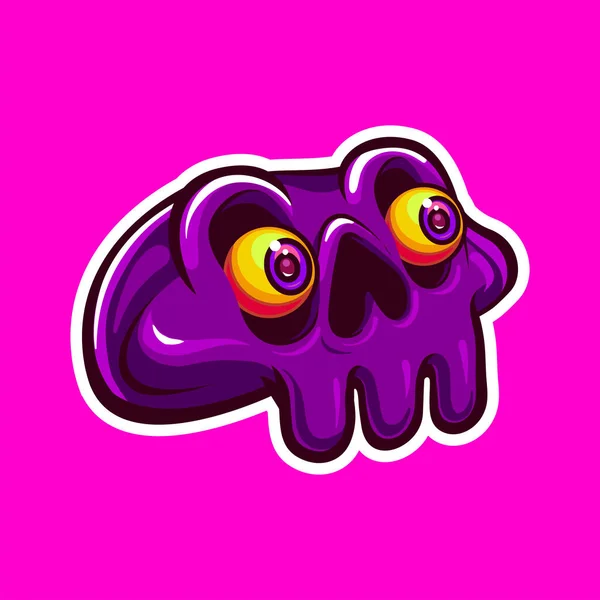 Purple Skull Character Cute Eyes — Stock Vector
