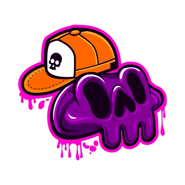 头戴可爱帽子的紫色骷髅人物 — 图库矢量图片
