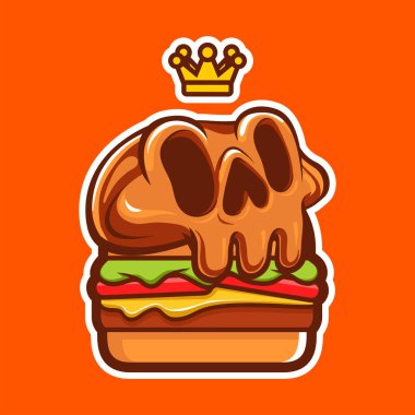 Hamburger konsepti olan şirin bir kafatası karakteri