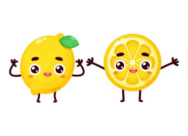 şirin iki sarı limon karakter vektörü