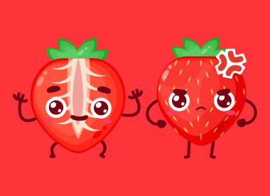 iki sevimli çilek karakter vektörü