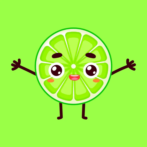 Mignon Vert Citron Personnage Vecteur — Image vectorielle