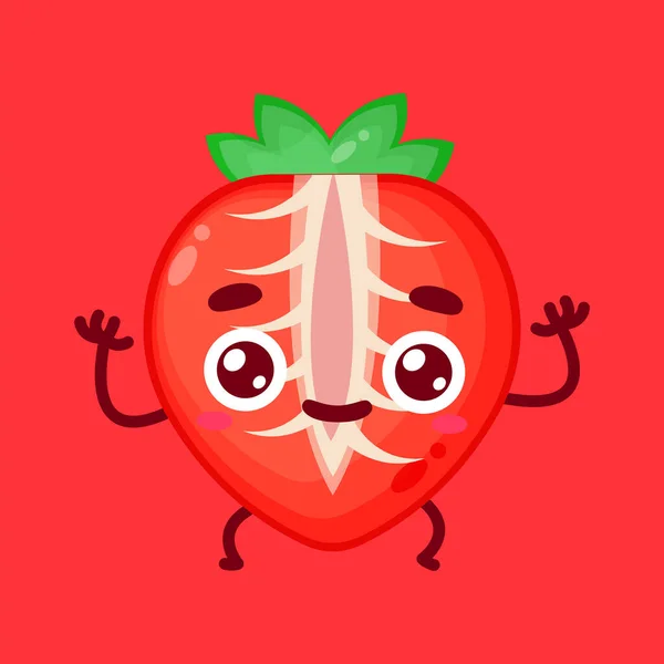 Mignon Vecteur Personnage Dessin Animé Fraise — Image vectorielle