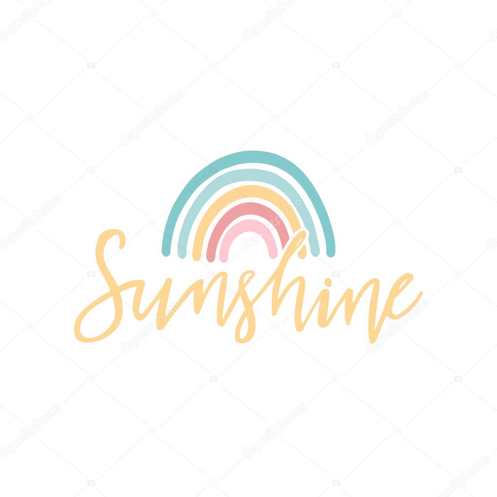 vector themed typography sunshine and rainbow