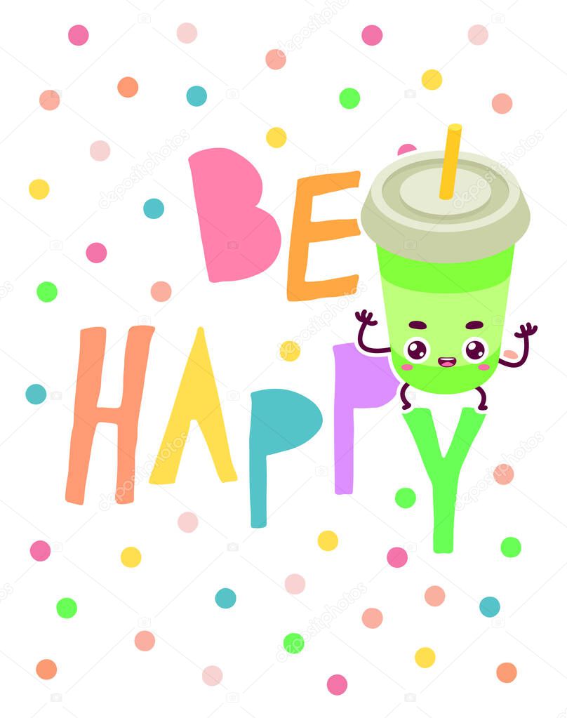 colorful quote be happy themed vector