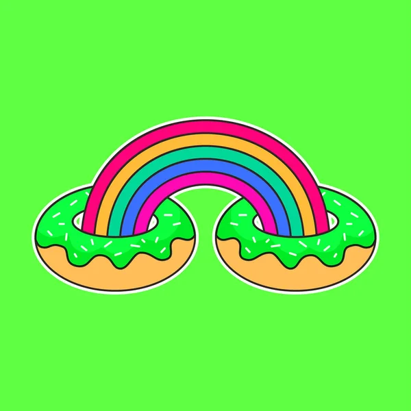 Regenboog Vector Met Donut Concept — Stockvector