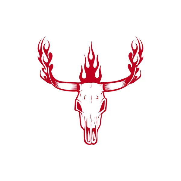 Deer Skull Vector Fire — Stock Vector