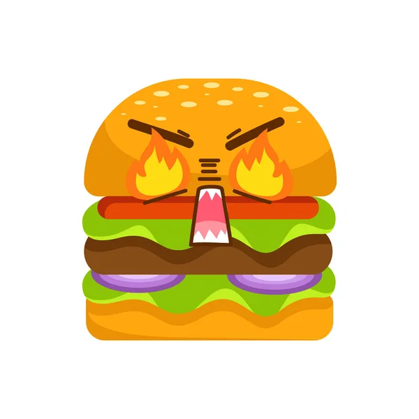 Vector Angry Burger Character Concept — Vetor de Stock