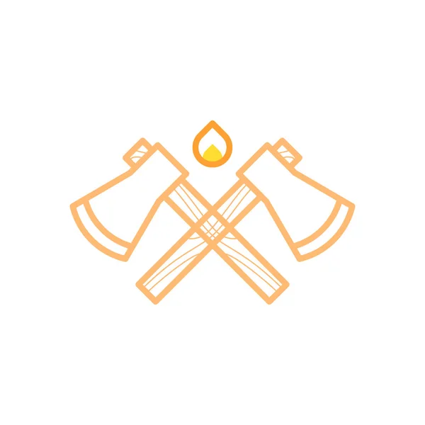 Vektor Axt Mit Feuer Symbol — Stockvektor