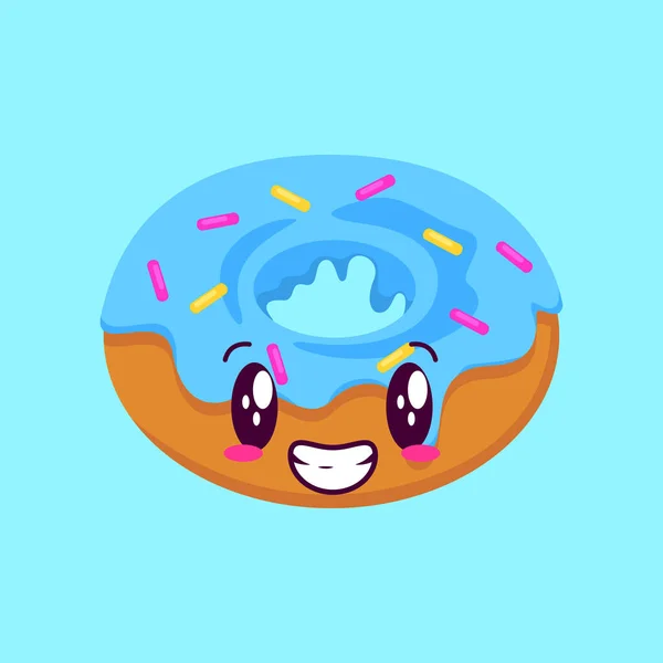 Cute Blue Donut Character Vector — Vettoriale Stock