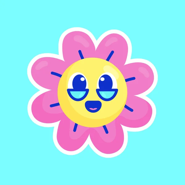 Cute Cheerful Flower Character Vector — Stock vektor