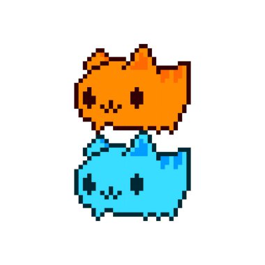 vektör iki şirin kedi piksel sanatı