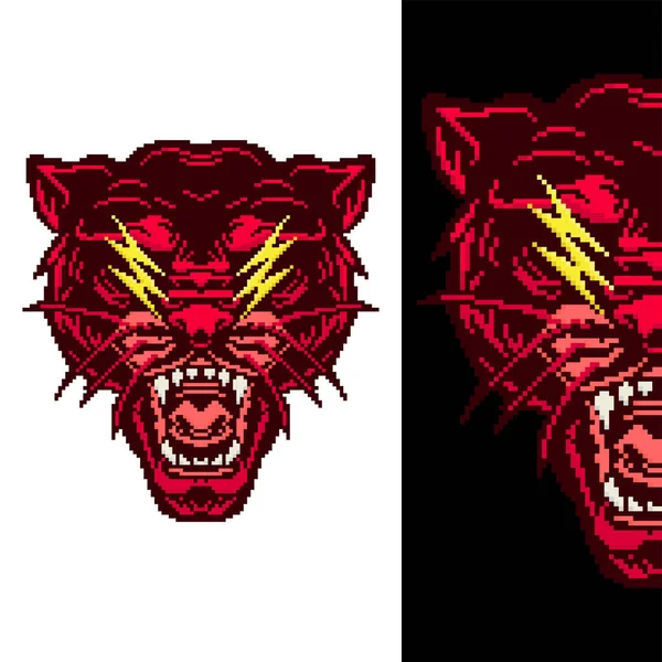 Pixel Art Panther Head Vector — Stok Vektör