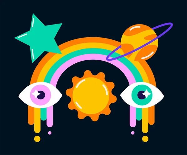 Vector Rainbow Two Eyes Concept — стоковый вектор