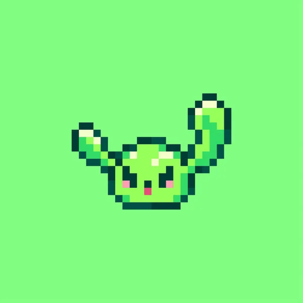 Vector Schattig Groen Karakter Pixel Art — Stockvector