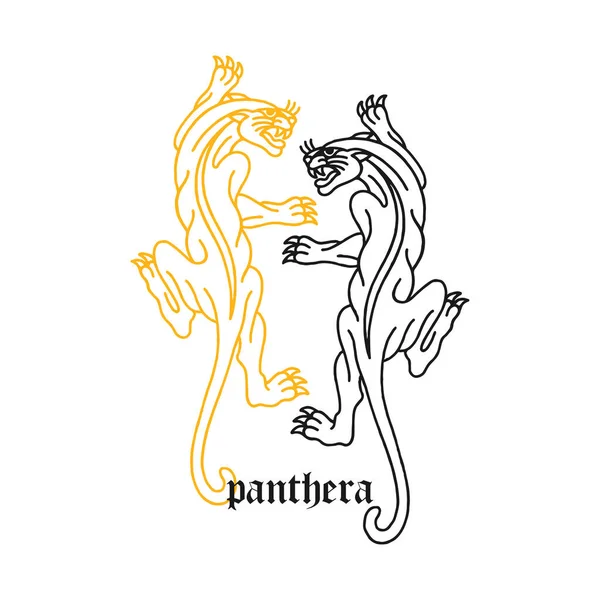 Illustration Vectorielle Deux Panthères Noires — Image vectorielle