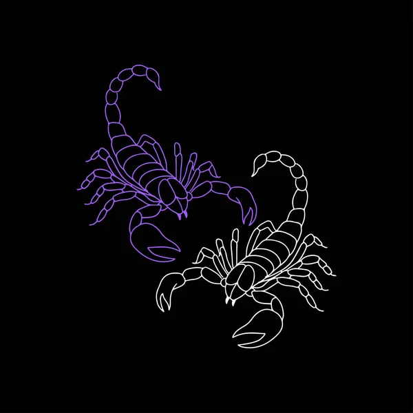 Vecteur Deux Scorpions Concept Ligne — Image vectorielle