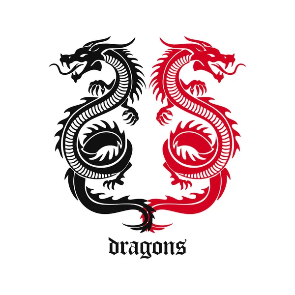 Illustration Vectorielle Deux Dragons Jumeaux — Image vectorielle