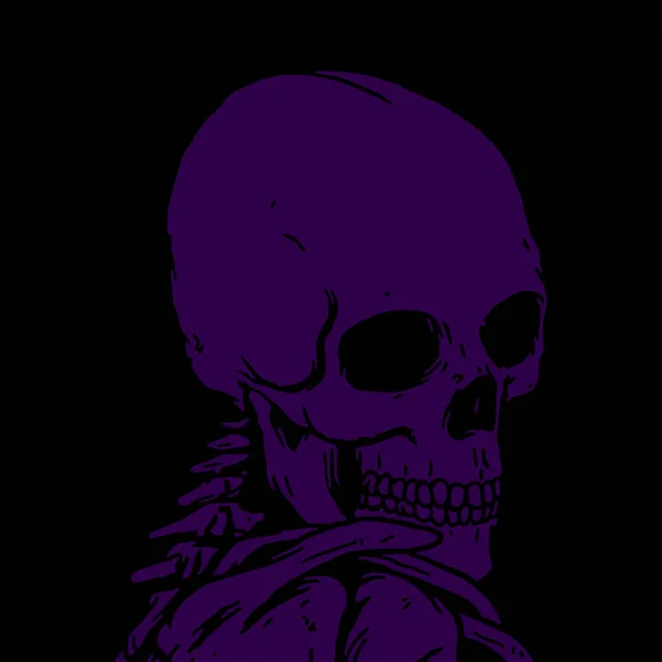 紫の頭蓋骨のシルエットのイラストベクトル — ストックベクタ