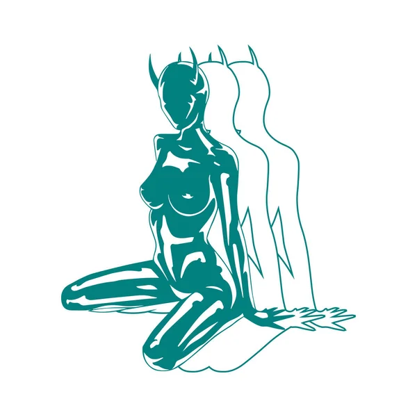 影の概念を持つ女性のベクトル図 — ストックベクタ