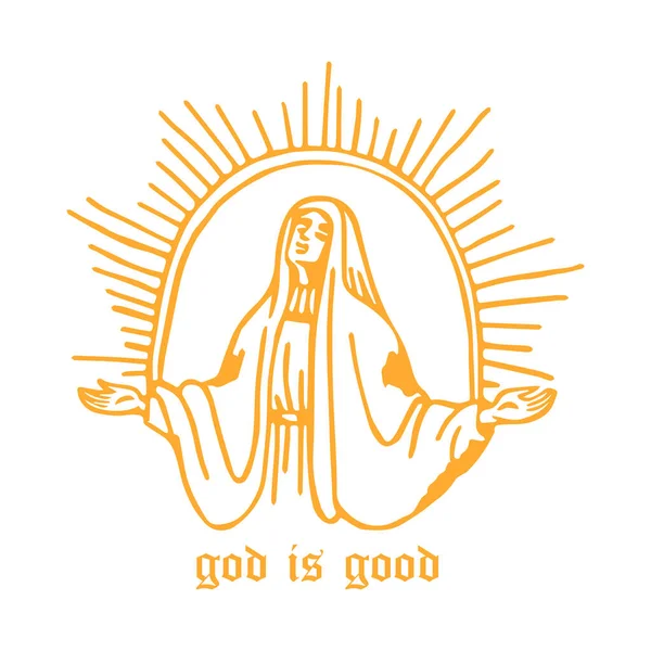 Illustration Vectorielle Une Religieuse Prière — Image vectorielle