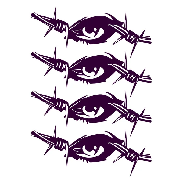 Vector Illustration Eyes Thorns — Stock Vector