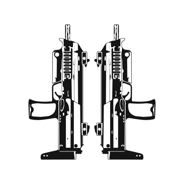 Vector Illustration Two Firearms - Stok Vektor