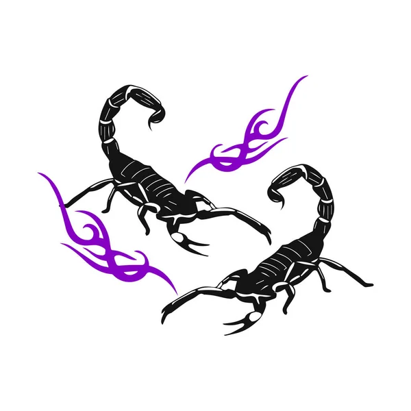 Vector Illustration Two Scorpion Silhouettes — Stock Vector