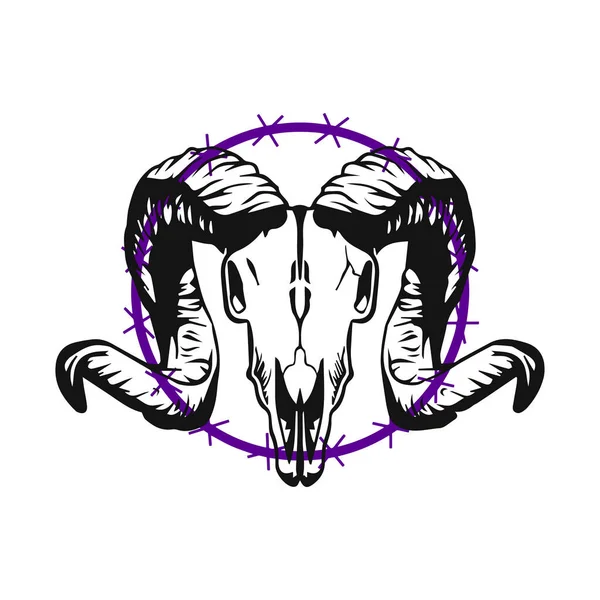 Goat Head Vector Circle — Stock Vector