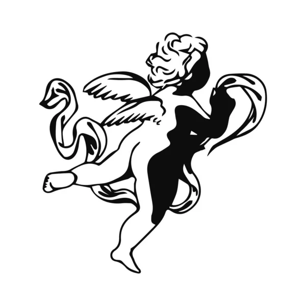 Baby Angel Silhouette Illustration Vector — 图库矢量图片