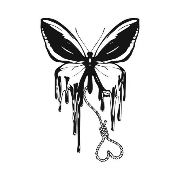 Vector Illustration Butterfly String — Vector de stock