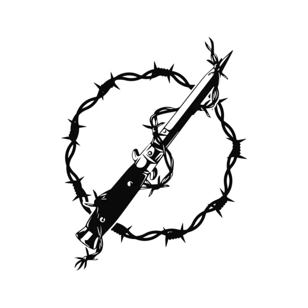 Knife Vector Barbed Wire — ストックベクタ