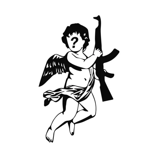 Baby Angel Vector Holding Gun — Image vectorielle